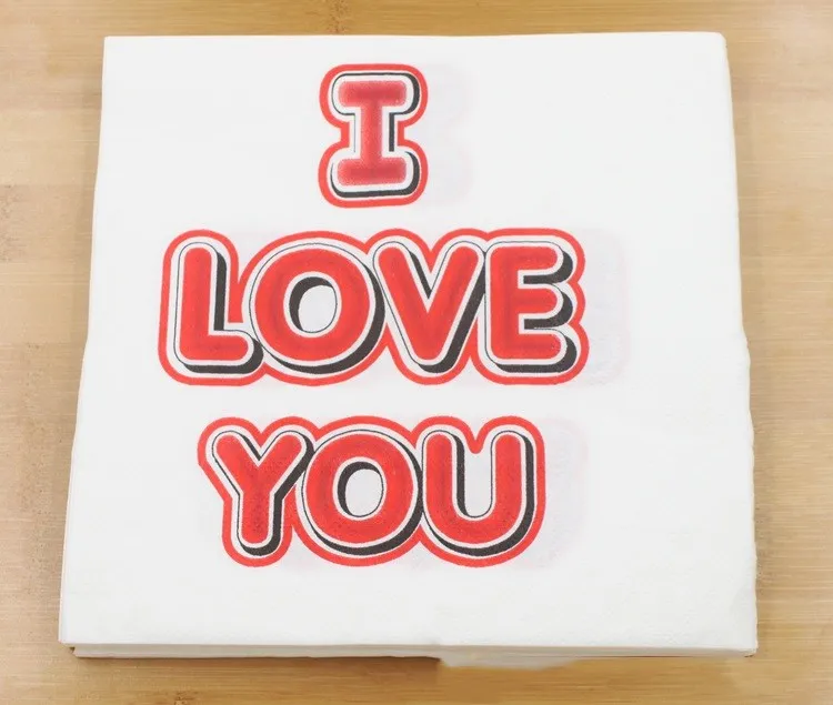 I LOVE YOU 20 шт./партия, бумажные салфетки из серебряной фольги для напитков Yay праздничные и вечерние салфетки для декупажа 33 см* 33 см - Цвет: I LOVE YOU