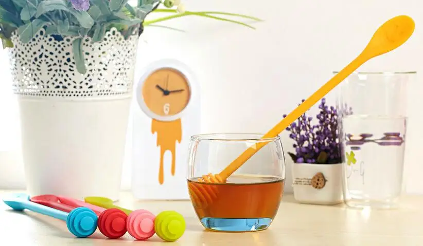 Модная популярная Милая силиконовая ложка для смешивания чая с улыбкой|honey spoon|long