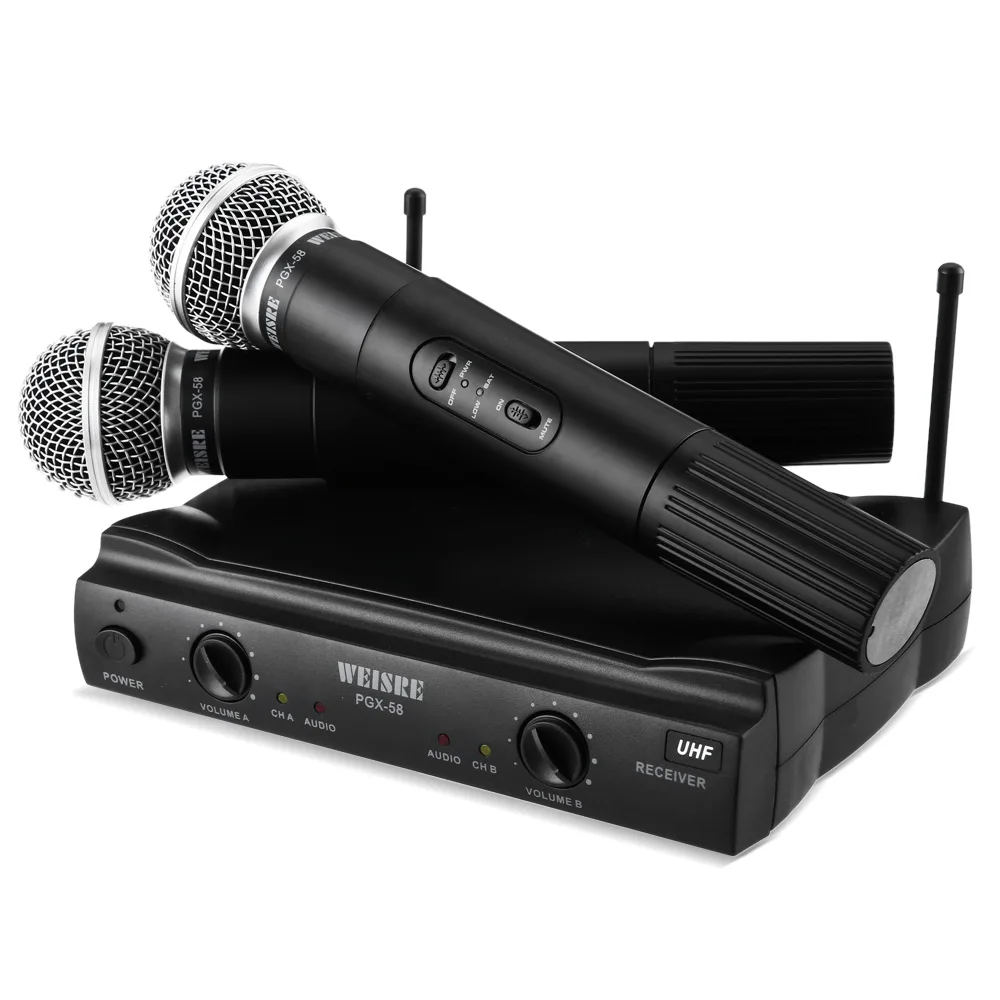 Профессиональный WEISRE PGX-58 UHF/VHF двойной беспроводной микрофон системы ручной 2 x Mic