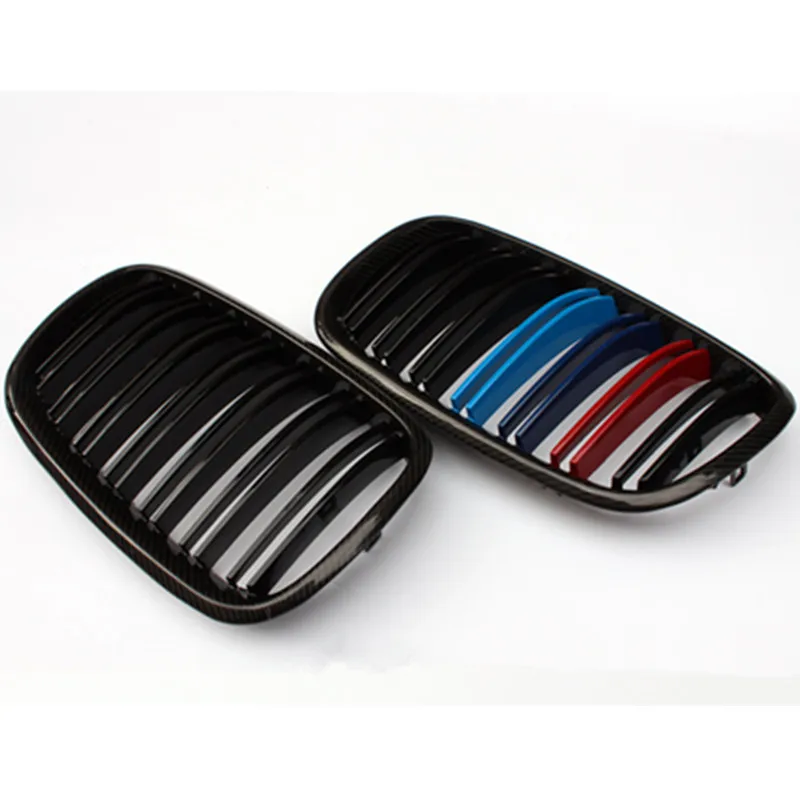 1 пара углеродная глянцевая черная M-цветная Передняя решетка гриль двойная