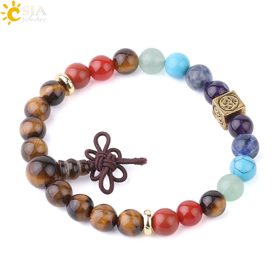 Женский браслет CSJA Chakra для йоги фиолетовый розовый кварцевый кристалл