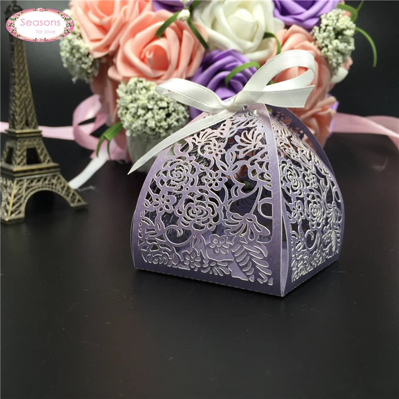 50 шт. розы Свадебная коробка свадебные подарки для гостей подарков упаковка