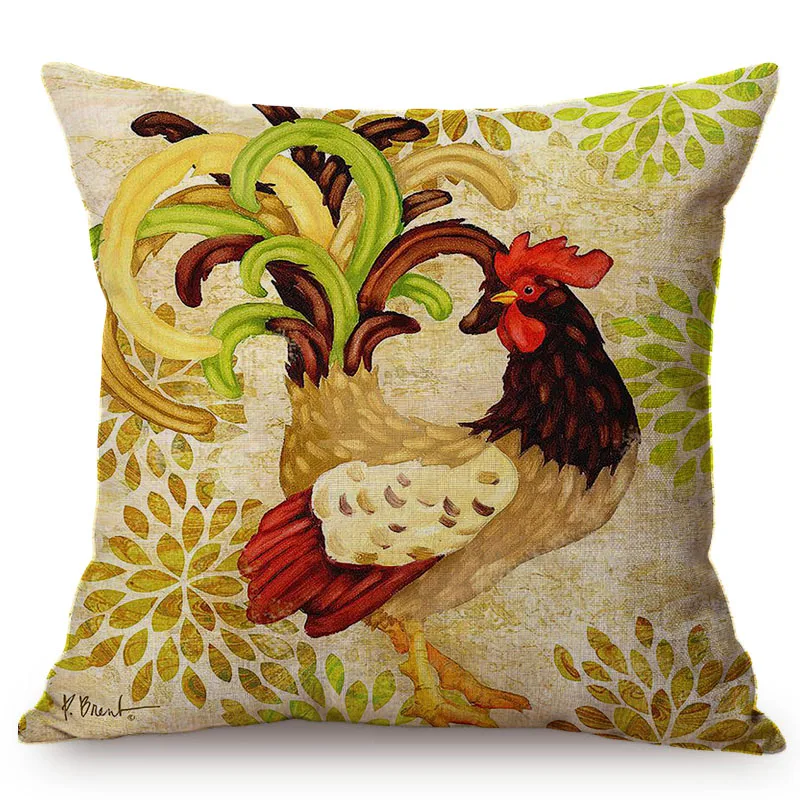 Красочные петух картина маслом Искусство курица пледы наволочка домашний