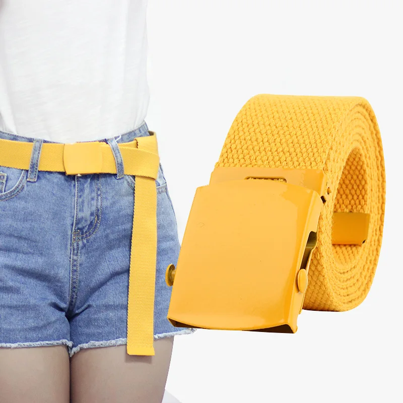 LGFD922a women unisex canvas belts  130cm long  simple design  many  solid  color  buckle canvas belts