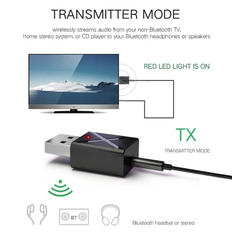 USB интерфейс Bluetooth 5 0 приемный передатчик 2 в 1 для автомобиля и ТВ тера 4 режима