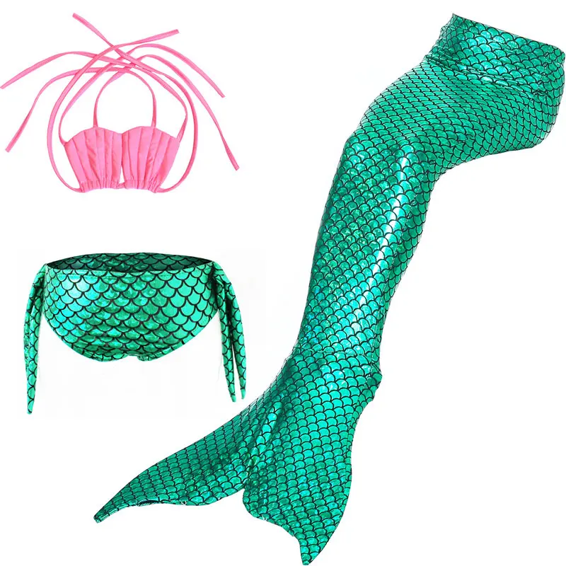 3pcs swimsuit Хвосты маленькой русалки для плавания Костюм Русалки косплей девушки купальник детский для плавания костюм Monofin Cola De Siren - Цвет: 3pcs swimsuit