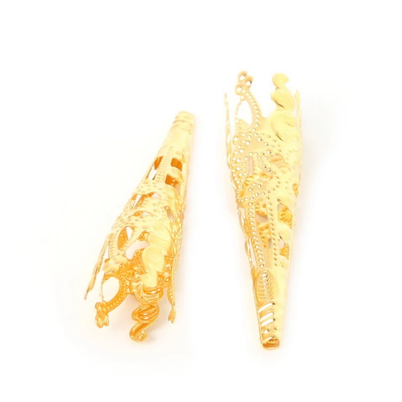 50 шт./лот Rhodium/Gold филигранные колпачки из бисера металлические конусные Подвески