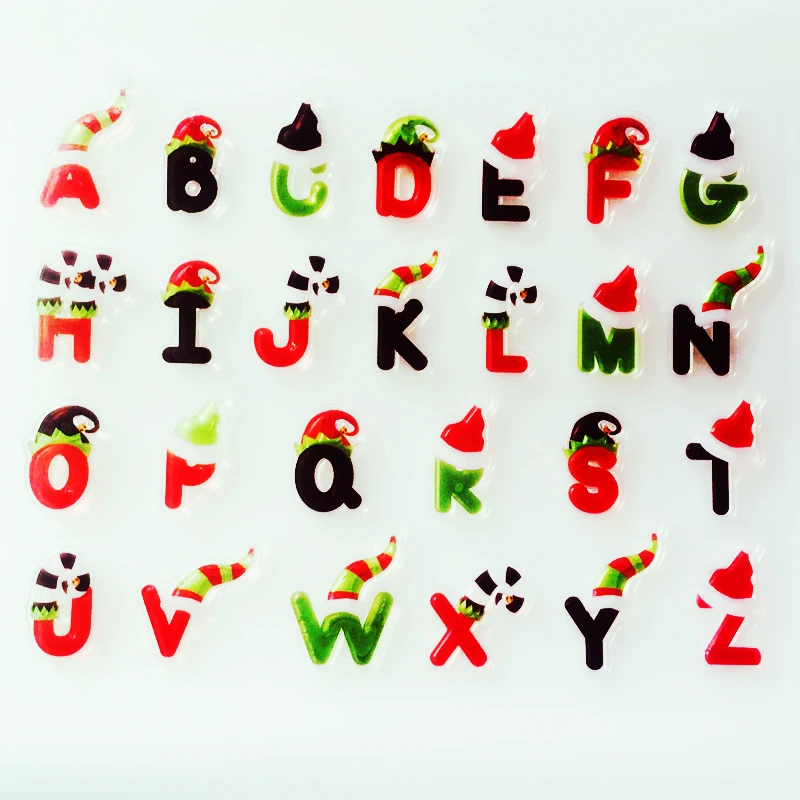 

YINISE Christmas Alphabet Silicone Clear Stamps For Scrapbooking DIY Album Paper Cards Making Decoration Embossing Rubber Stamp