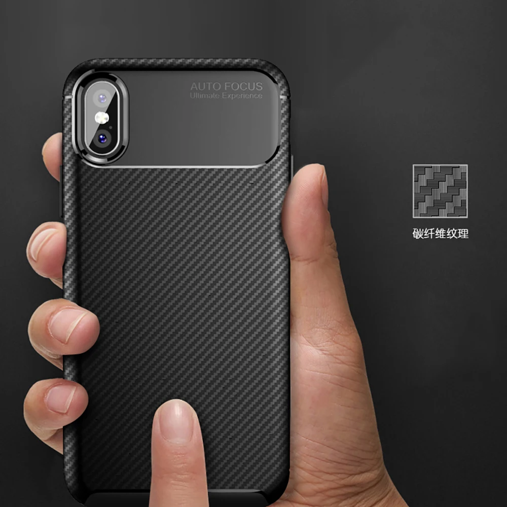 Чехол из углеродного волокна для iPhone X XR XS Max 8 7 6 6S Plus силиконовый чехол роскошный