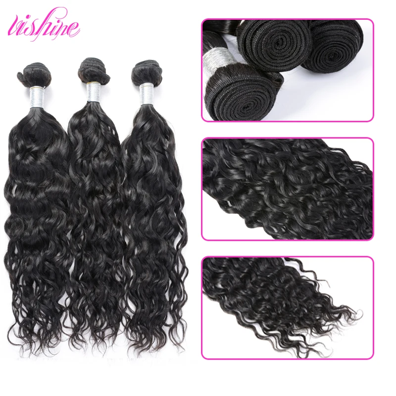 4 Bundles Brazilian Water Wave Virgin Hair With Closure Curly Human Weave |