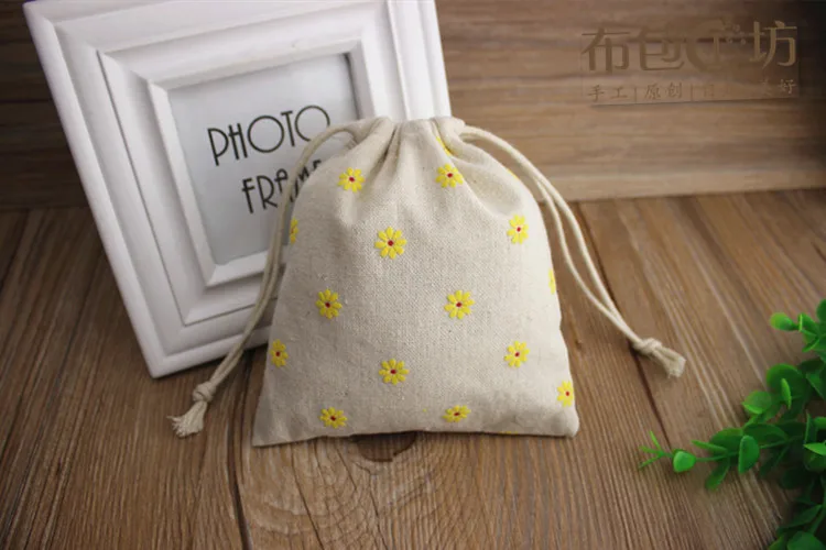 Желтый Дейзи из льна ювелирное изделие подарок мешок 8x10 см x 9 12 11 х 14 13x17 Упаковка 50