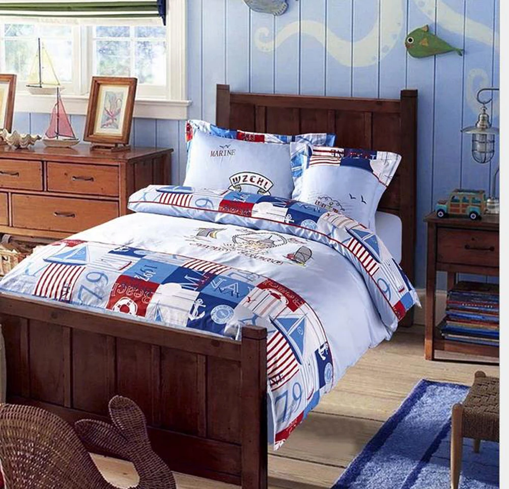 С рисунками для мальчиков и девочек 100% хлопковое постельное белье наборы дети