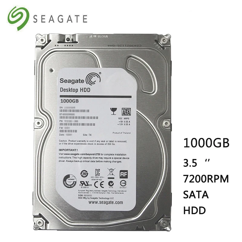 Внутренний механический жесткий диск Seagate для настольного компьютера 1000 ГБ 3 5