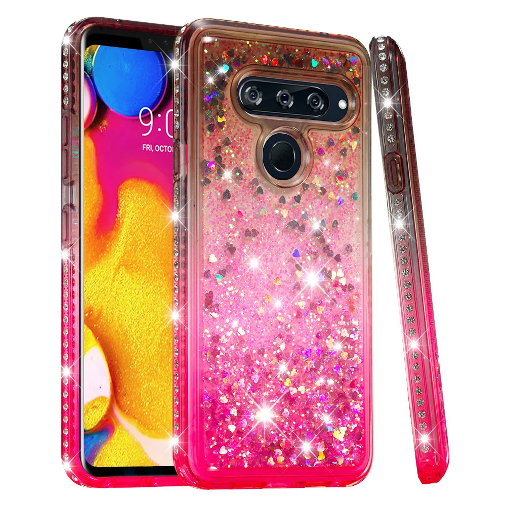 Мягкий чехол Quicksand Dynamic Liquid для LG V40 ThinQ /G7 /X power 3 /Stylo 4/Aristo 2 блестящий с алмазной