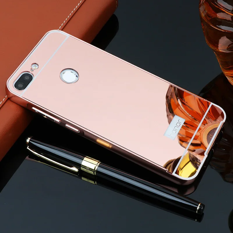 Для huawei Honor 9 Lite чехол металлический алюминиевый металлический бампер+ зеркальный акриловый пластиковый чехол для huawei Honor 9 Lite чехол 5,65" - Цвет: Rose Gold