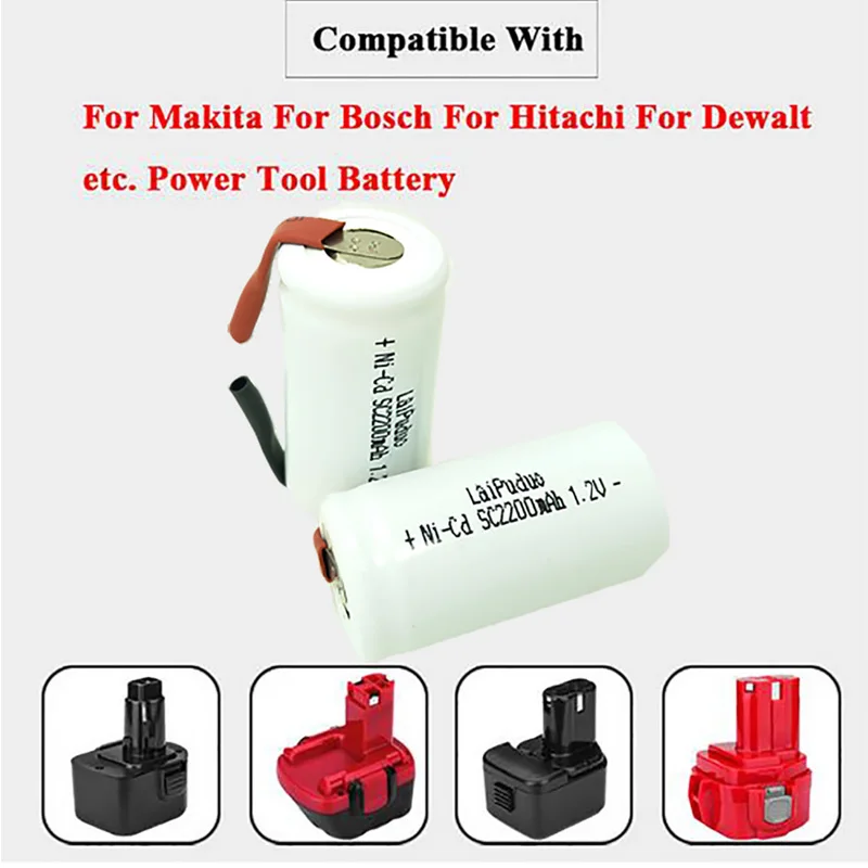 30 шт./лот SUBC аккумуляторная батарея SC 1 2 V 2200mAh NI-CD 15A питания для Hitachi Bosch |