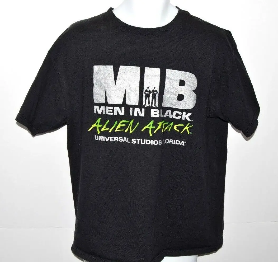 MIB для мужчин в черная футболка мужская Размеры большой ALIEN ATTACK Universal 2000 FL с
