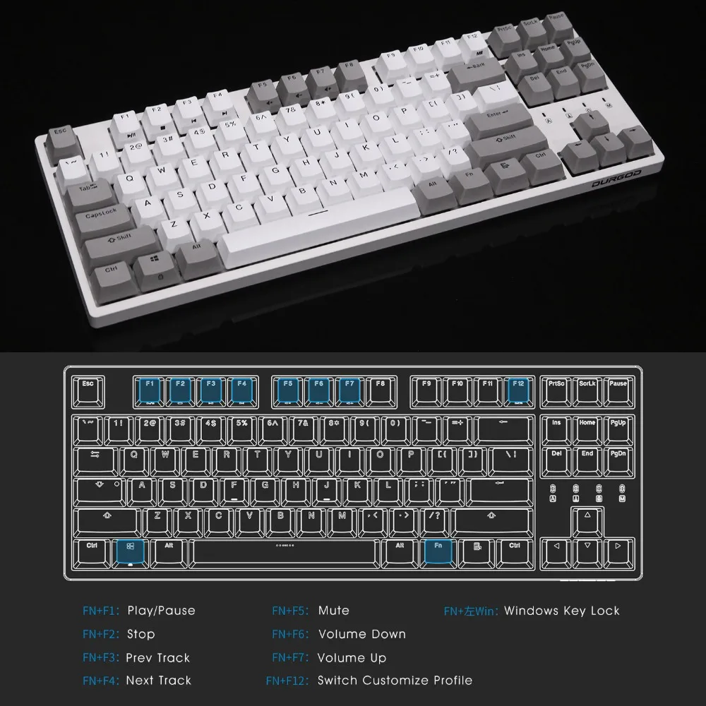 DURGOD механический Cherry MX бесшумный красный переключатель N-key rolllover 87 Keys Anti-ghosting Gaming