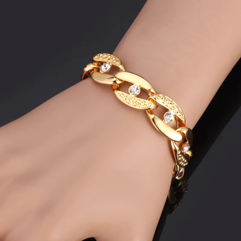 U7 Позолоченный/ Платиновый Покрытием Цепь Браслет Со Стразами для Женщин