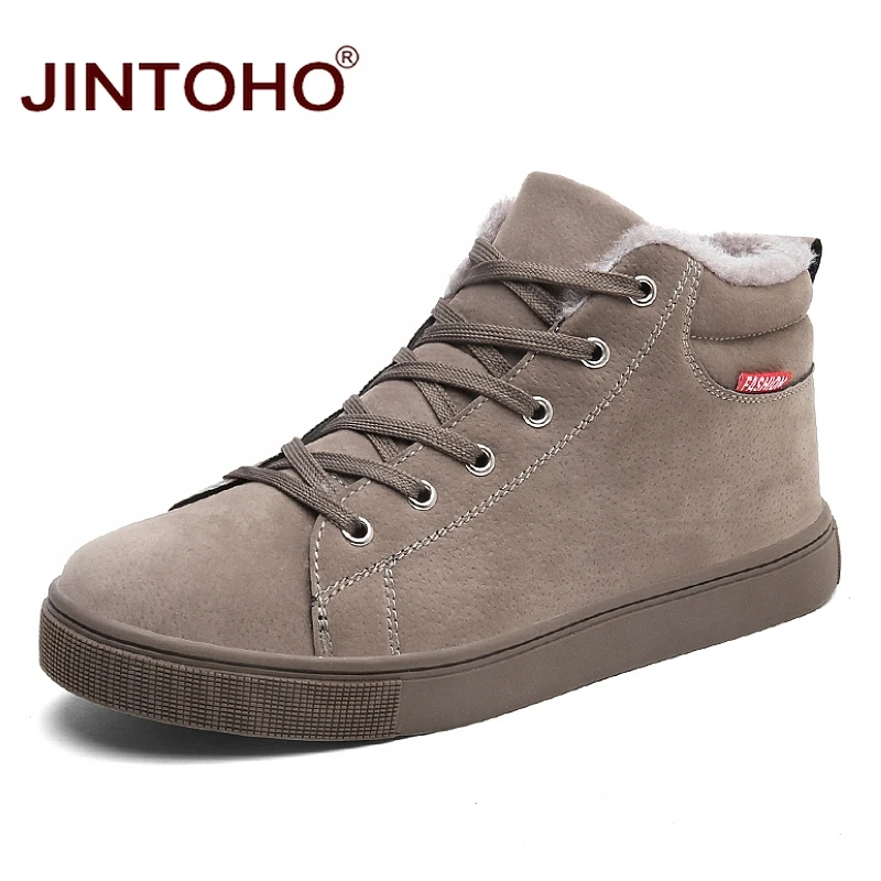brown JINTOHO Big Size Black Mens Winter Shoes Fashion Men Winter Boots Ankle Warm Snow Boots For Men Casual Snow Shoes For Men - Цвет: brown