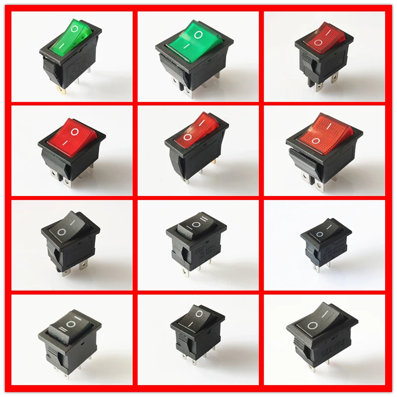SPST KCD 3PIN 6PIN On/Off кулисный переключатель квадратной формы DC AC 6A/250V пластиковый для