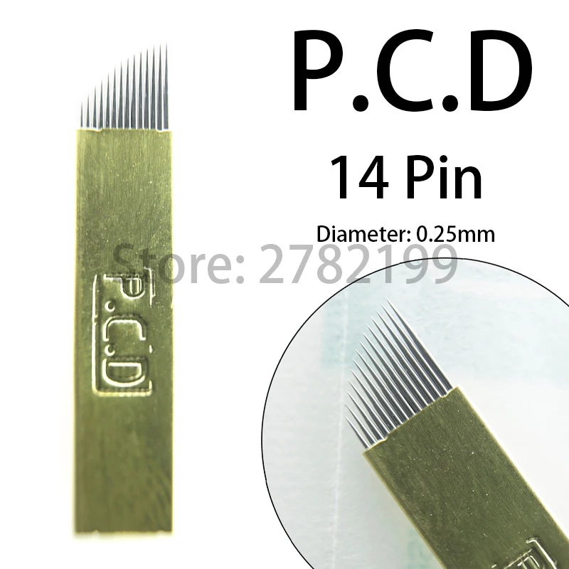 50 шт. Lamina Agulhas микроблейдинг tebori 14 pin твердая PCD игла клинок Перманентный макияж