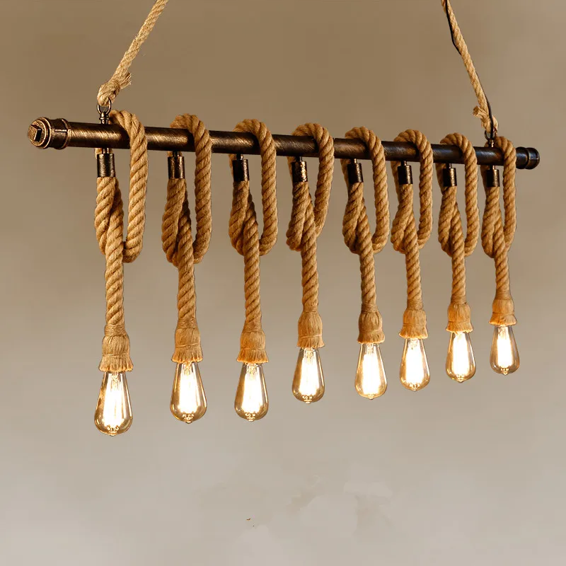 Hemp rope pendant light vintage personality oft bar table water pipe decoration lamp | Лампы и освещение