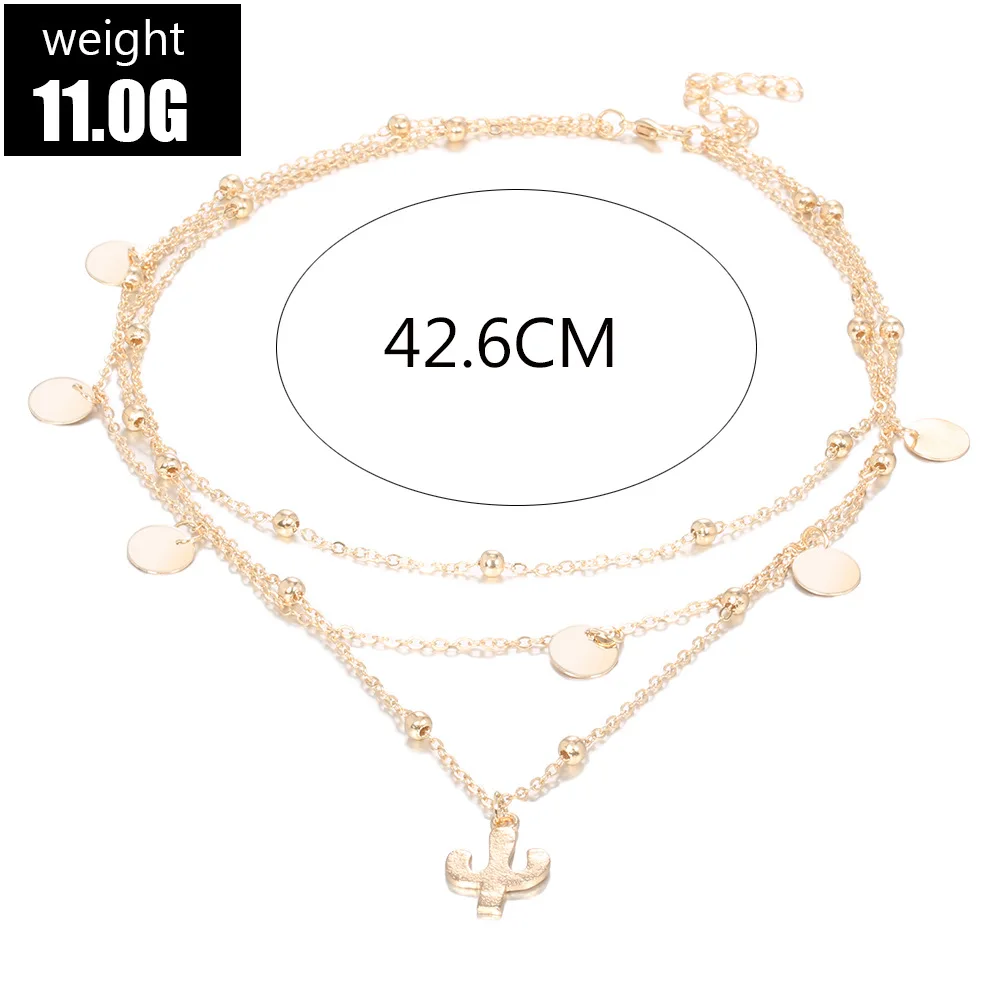 3 шт./компл. женское ожерелье в богемном стиле с рисунком кактуса круглые бусины