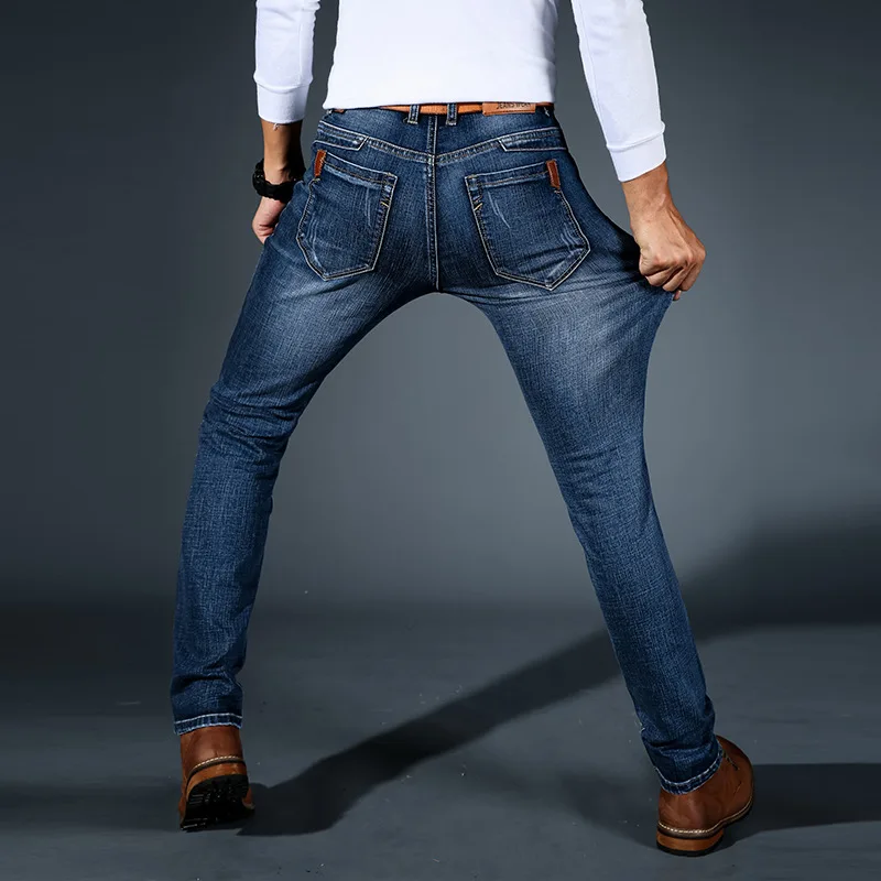 URSPORTTECH Brand New Men's Fashion Jeans Business Casual Stretch Slim Jeans Classic Trousers Denim Pants Male