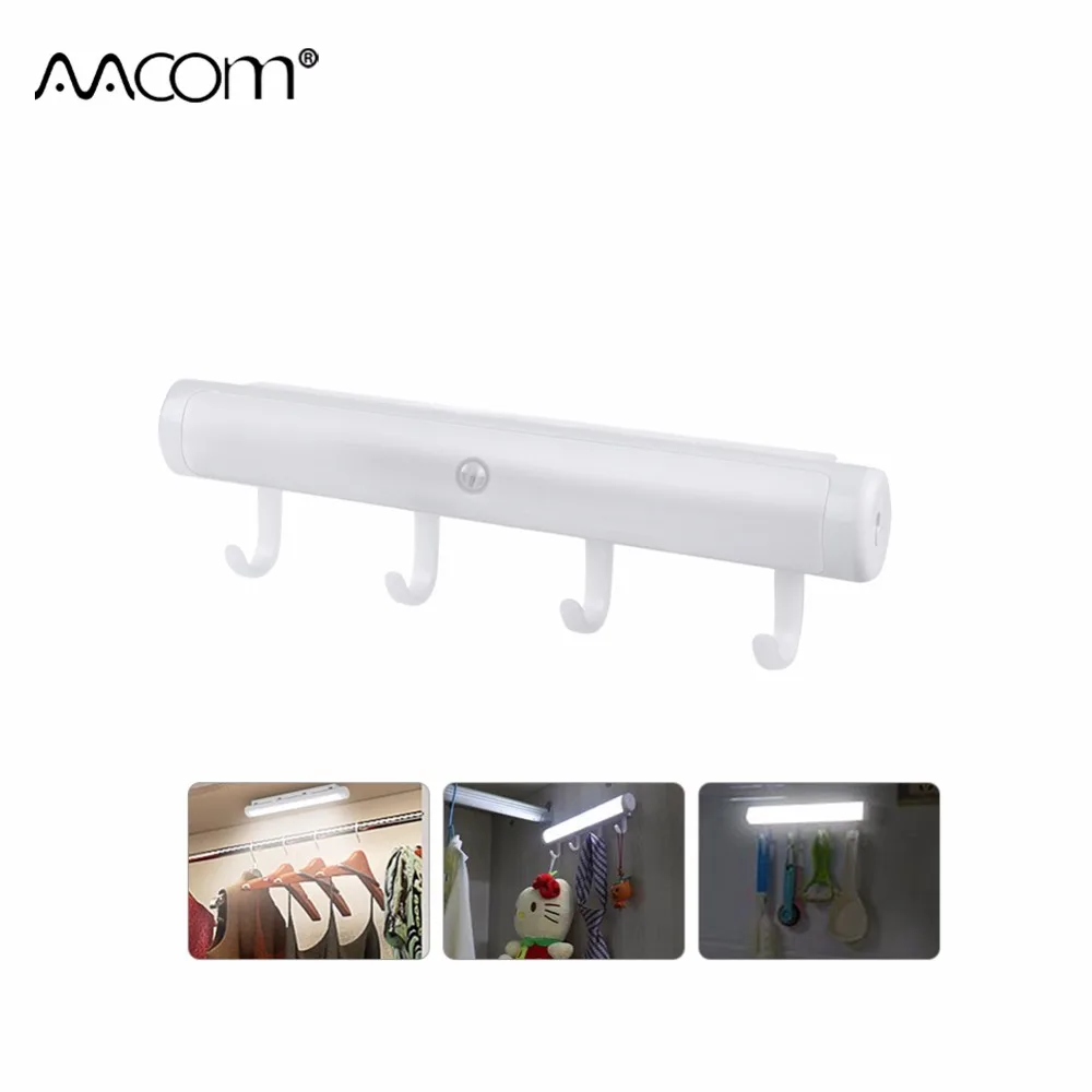 

LED Under Cabinet Lights With Motion Sensor Hook AAA Battery Powered Diode Night Lights For Kitchen Cabinet