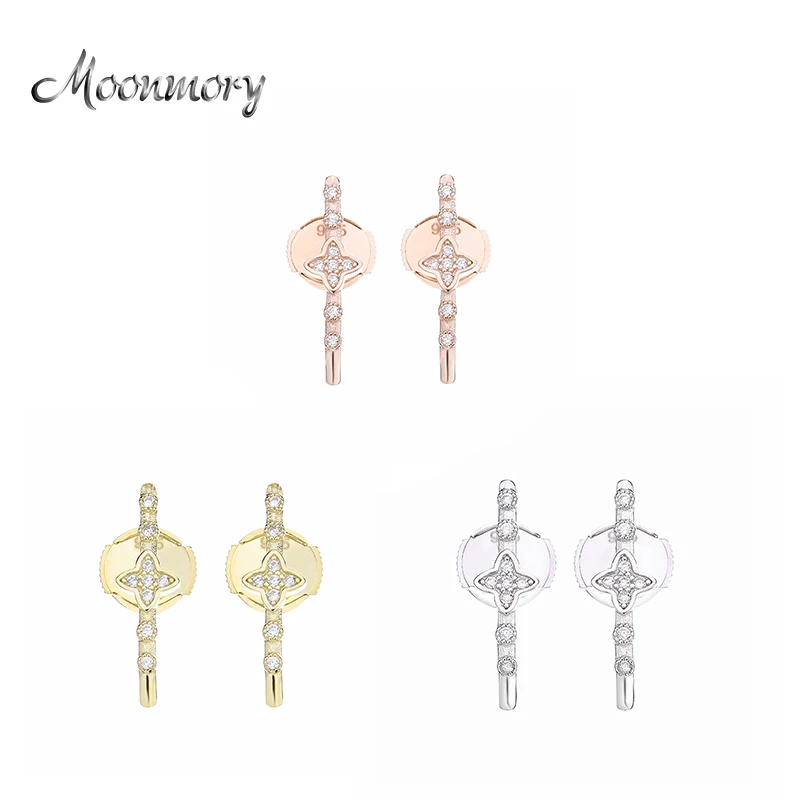 Moonmory серьги из стерлингового серебра 925 пробы Серьги-клипсы Epoque букле D серьги Oreille с прозрачным CZ для европейских женщин