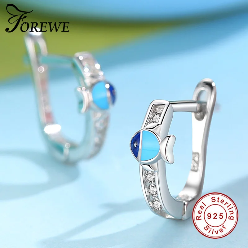 FOREWE/100% Стерлинговое Серебро 925 пробы серьги для девочек детские с эмалью милые