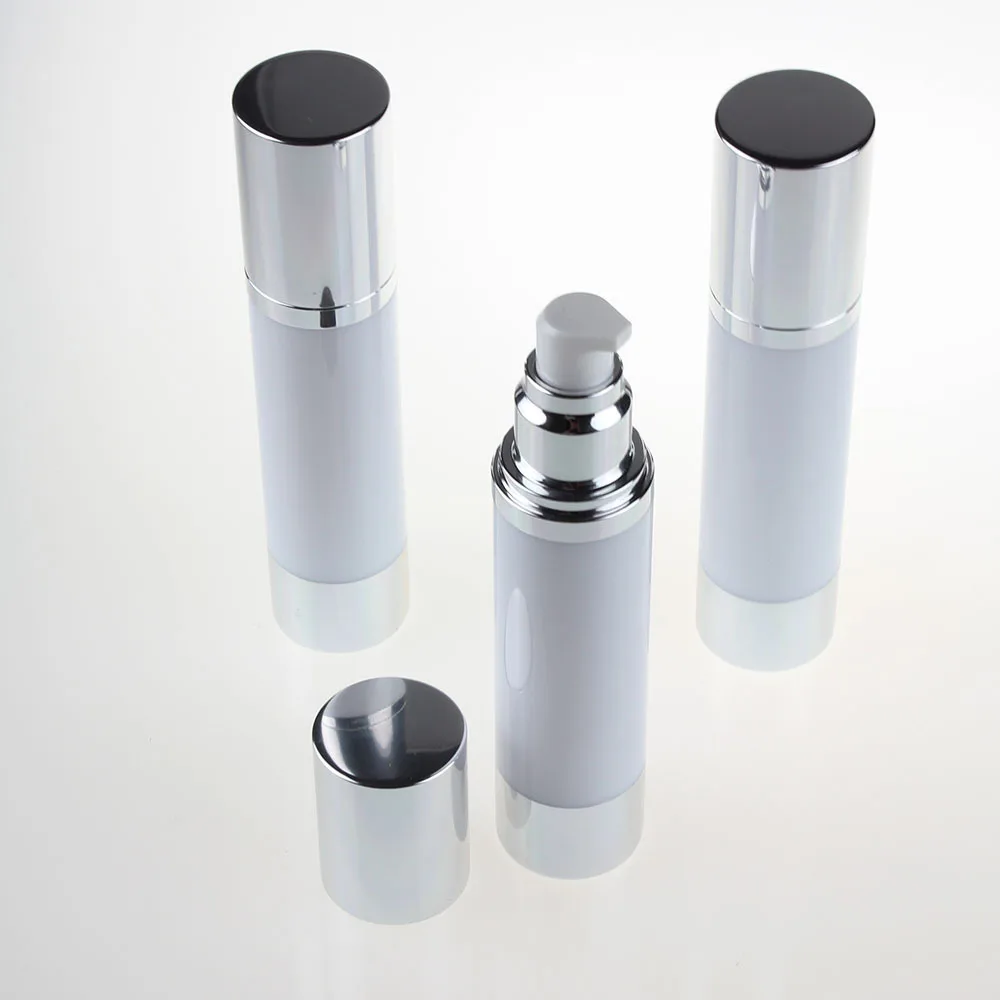 

100PCS airless pump dispenser, 50ml round airless pump packaging, 50ml white airless bottle with dispenser , bottle with pump