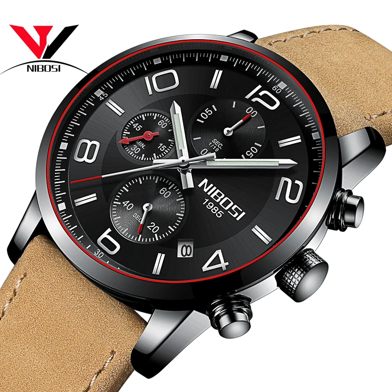 Кварцевые наручные часы, NIBOSI, модные часы Montres Hommes, роскошные часы для мужчин, водонепроницаемые и светящиеся стрелки, мужские часы Saat