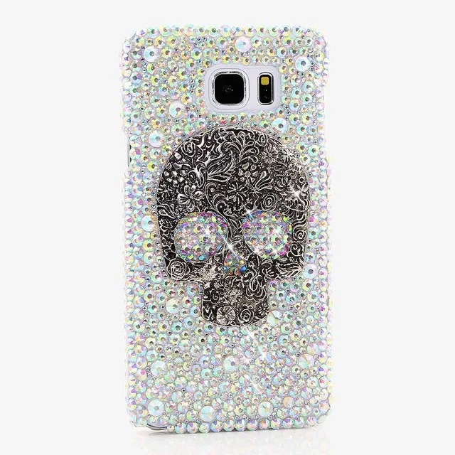 Для Samsung Galaxy Note 5 8 3 4 2 металлический чехол с черепом и бриллиантами задняя крышка