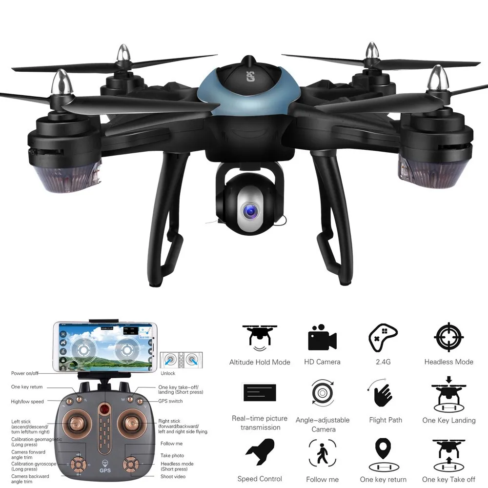 Камера 1080P 5MP WIFI FPV Drone Dual GPS Follow Me RC drone|Голосовой робот| |