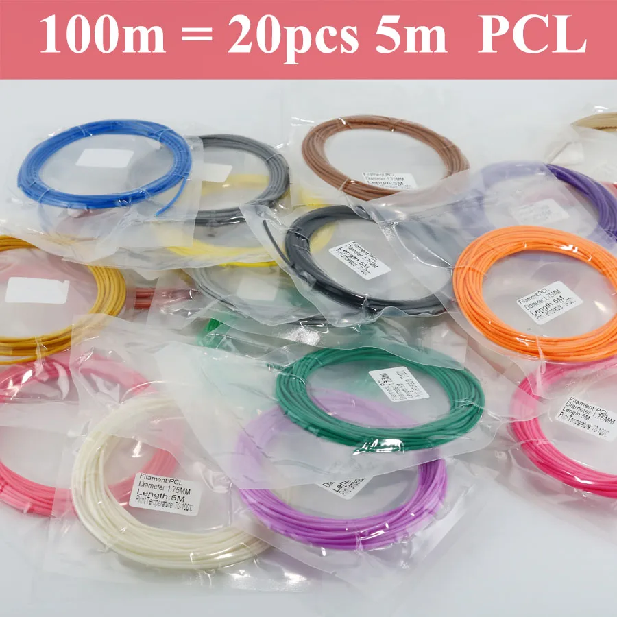 only 20pcs 5m PCL Myriwell 3D Ручка ЖК-экран Usb зарядка Usb 3d принтер ручка 50 м/100 м 1,75 мм ABS PLA PCL нити Рождественский подарок для детских игрушек - Цвет: only 20pcs 5m PCL
