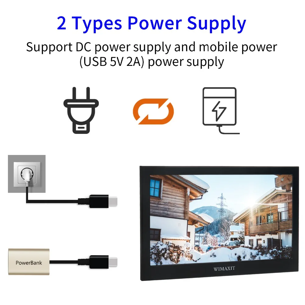 WIMAXIT M1160S портативный монитор 12 дюймов 1920X1080 16:9 дисплей Питание от USB HDMI монитор ультра-тонкий двойной колонки для PS3/PS4/PC