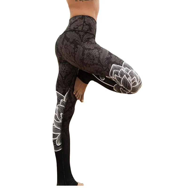 

Женские штаны ckahвоо с высокой талией для спортзала, бега, йоги, спортивная одежда, леггинсы с цветочным принтом, спортивные черные леггинсы