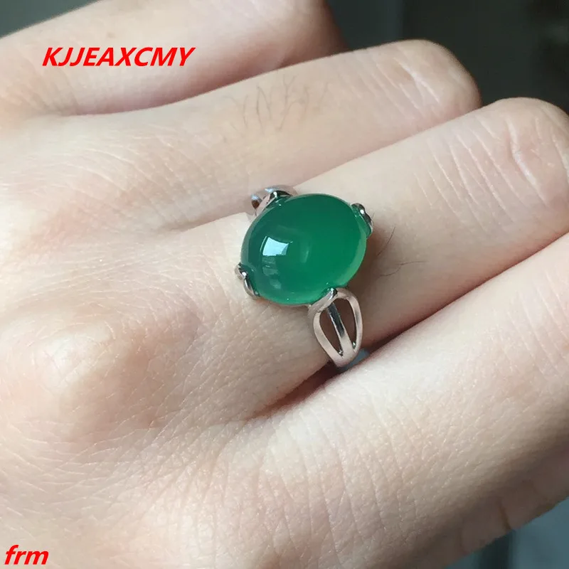 

KJJEAXCMY Fine jewelry 925 Sterling Silver with natural green chalcedony Ladies Ring alive