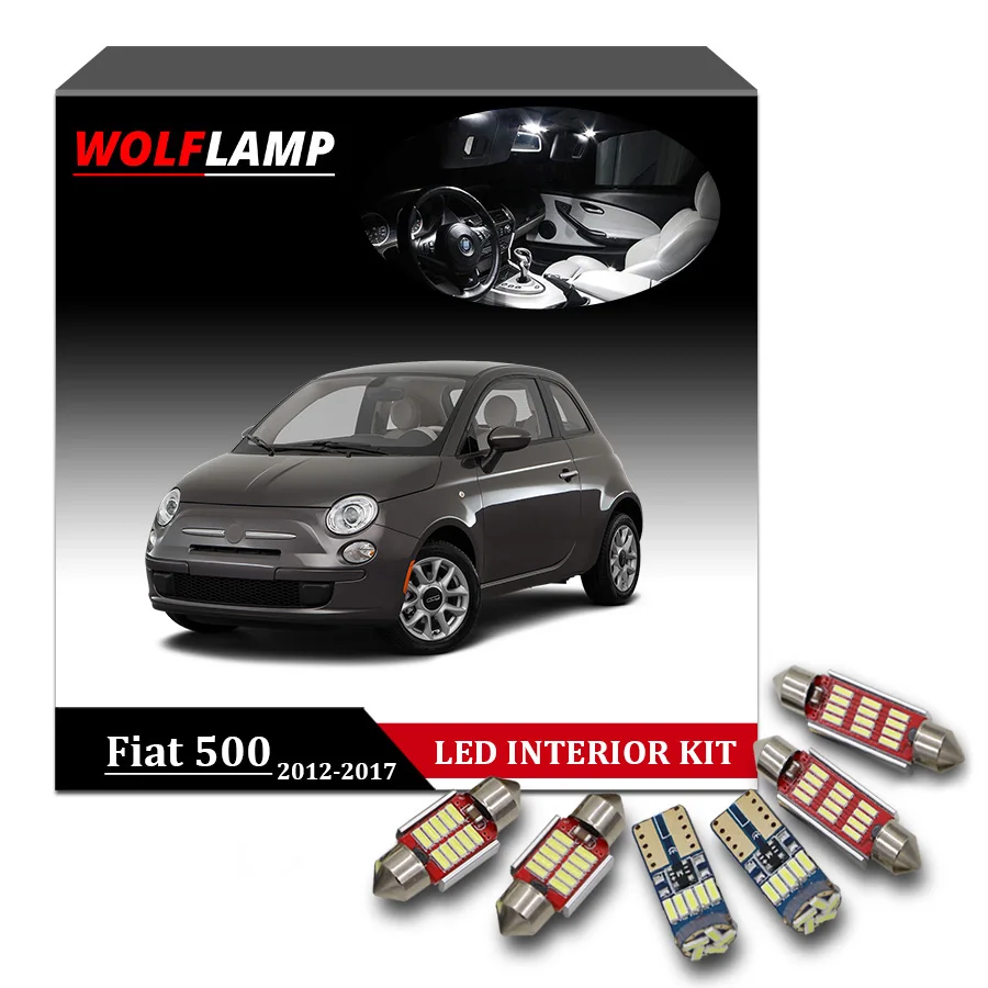Wolflamp 7 шт. ледяная синяя белая ламсветильник для автомобиля s 2012 2017 Fiat 500 свет