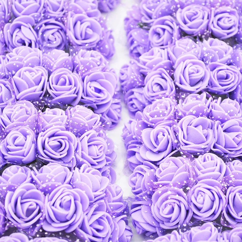 purple 144 шт 2 см Декоративные фауэрс PE искусственные цветы из пены букет для плюшевого мишки розы цветок украшения для дома и свадьбы DIY ВЕНОК - Цвет: purple