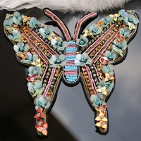 3d handmade butterfly beaded patches for clothes diy sew on sequin rhinestone parches embroidery applique large patch decoration