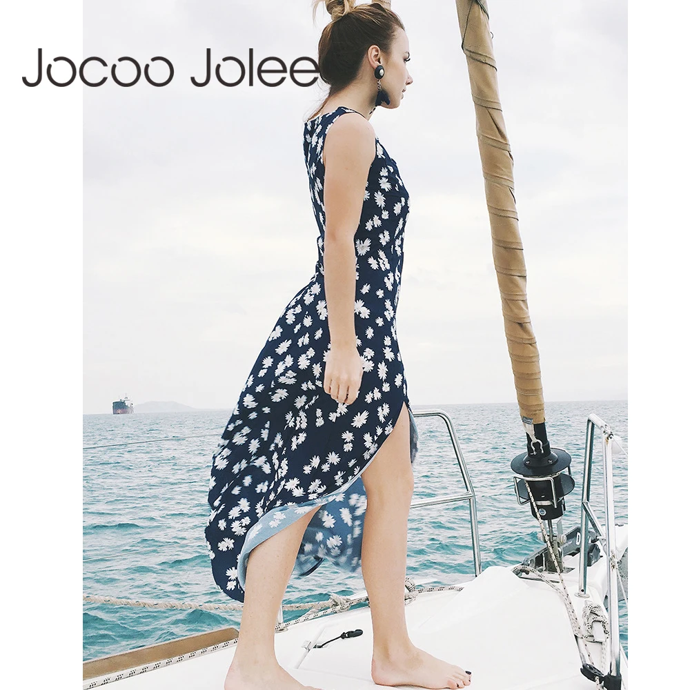 Женское пляжное платье Jocoo Jolee Sprint длинное пикантное с разрезом на бедрах и V