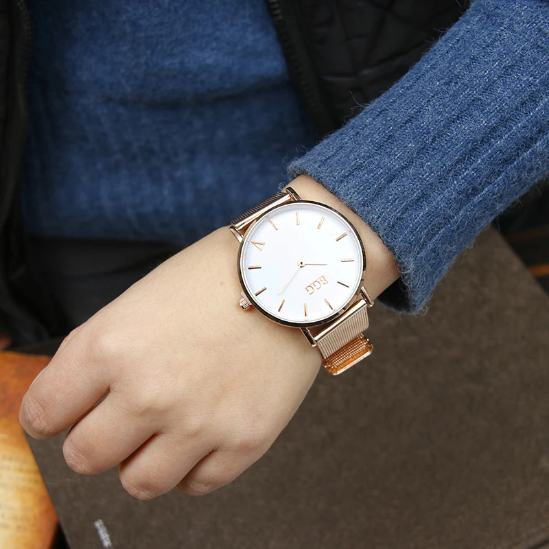 BGG простые Стильные мужские повседневные часы женские деловые кварцевые
