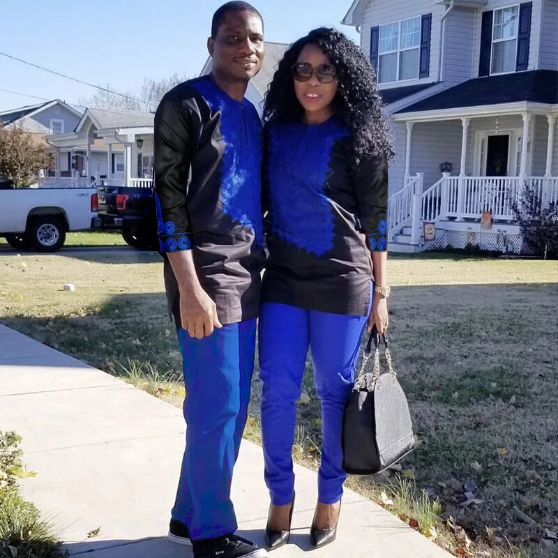 Женские и мужские платья в африканском стиле из мягкого материала с вышивкой