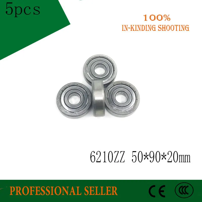 

5pcs bearing 6210 6210Z 6210ZZ 6210-2Z 50x90x20mm Deep groove ball bearings Single row High Quality bearings