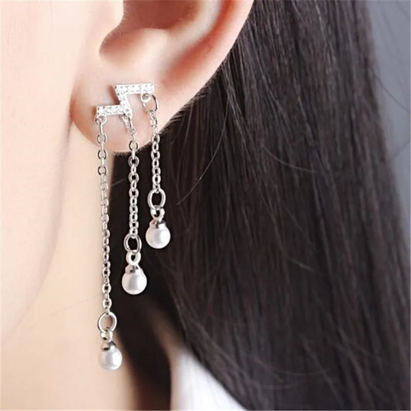 2019 New Design Tassels Pearls Earrings 925 Sterling Silver Drop For Women Fine Jewelry Free Shipping Brincos | Украшения и