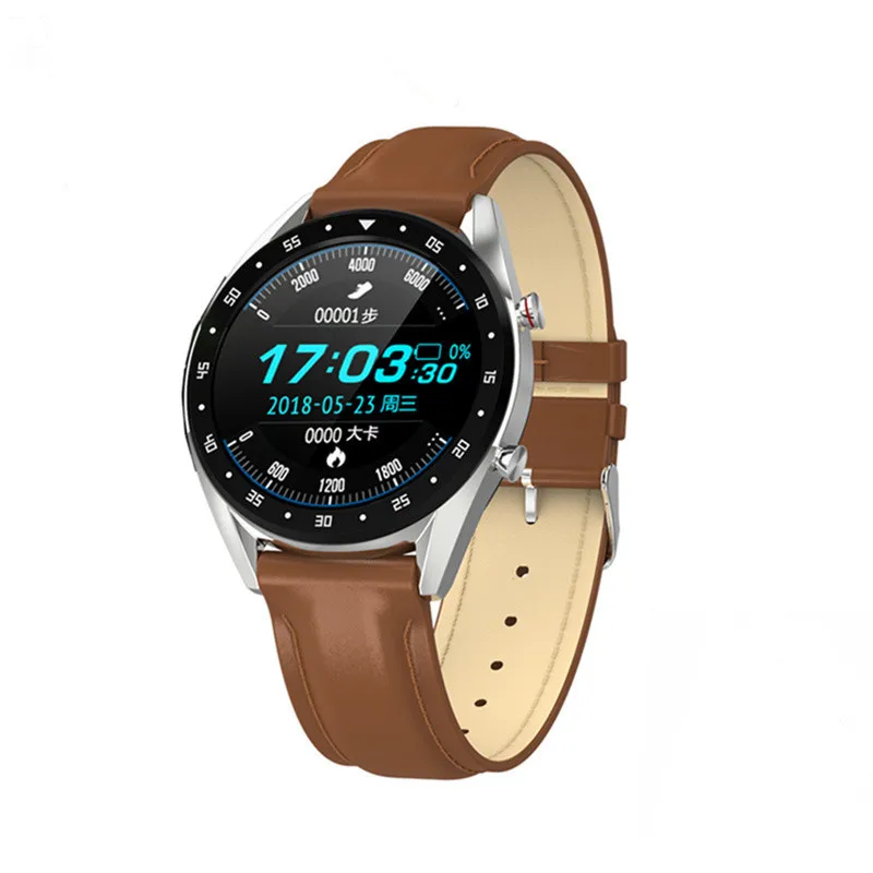 L7 Bluetooth Smart Watch Men ECG+PPG HRV Heart Rate Blood Pressure Monitor IP68 Waterproof Smart Bracelet For Android IOS - Цвет: Brown Leather