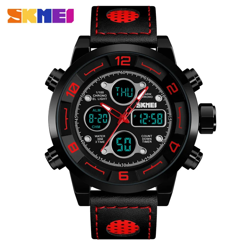 SKMEI Men Sports Digital Countdown Fitness Watch Three Time Chronograph Stopwatch Dial Clock Electronic Relogio Masculino|Мужские